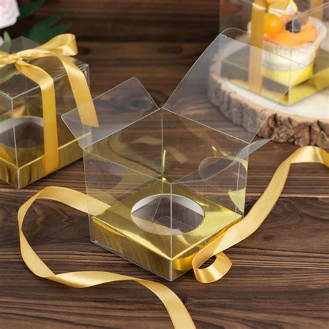 metallic gold cupcake boxes|10 Metallic Gold Clear Cupcake Gift Boxes Includes .